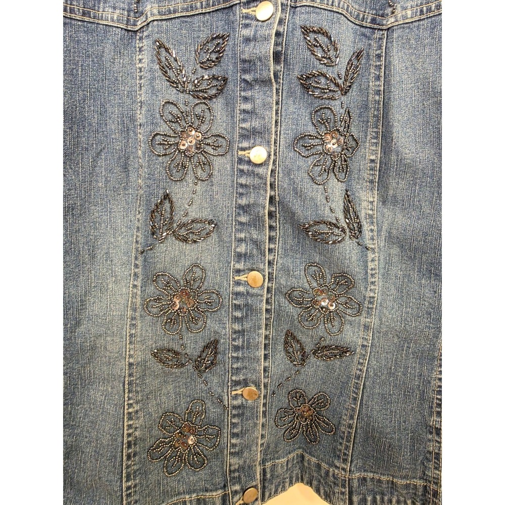 Women's Vintage Embellished Denim Vest Size 1X Boho Artsy Indie Western - Picture 5 of 7